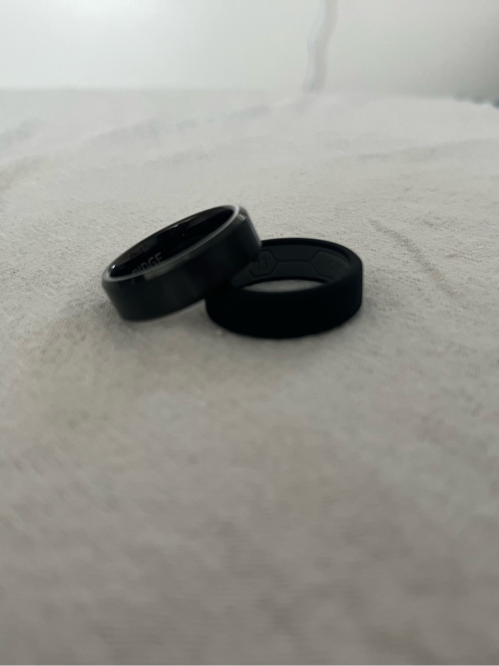 Men's Black Metal and Black Silicone Ring Set - Unbranded